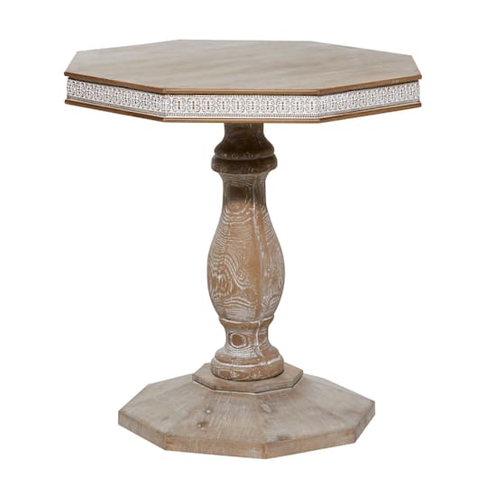 Brown Farmhouse Wood Accent Table, 30" x 28"